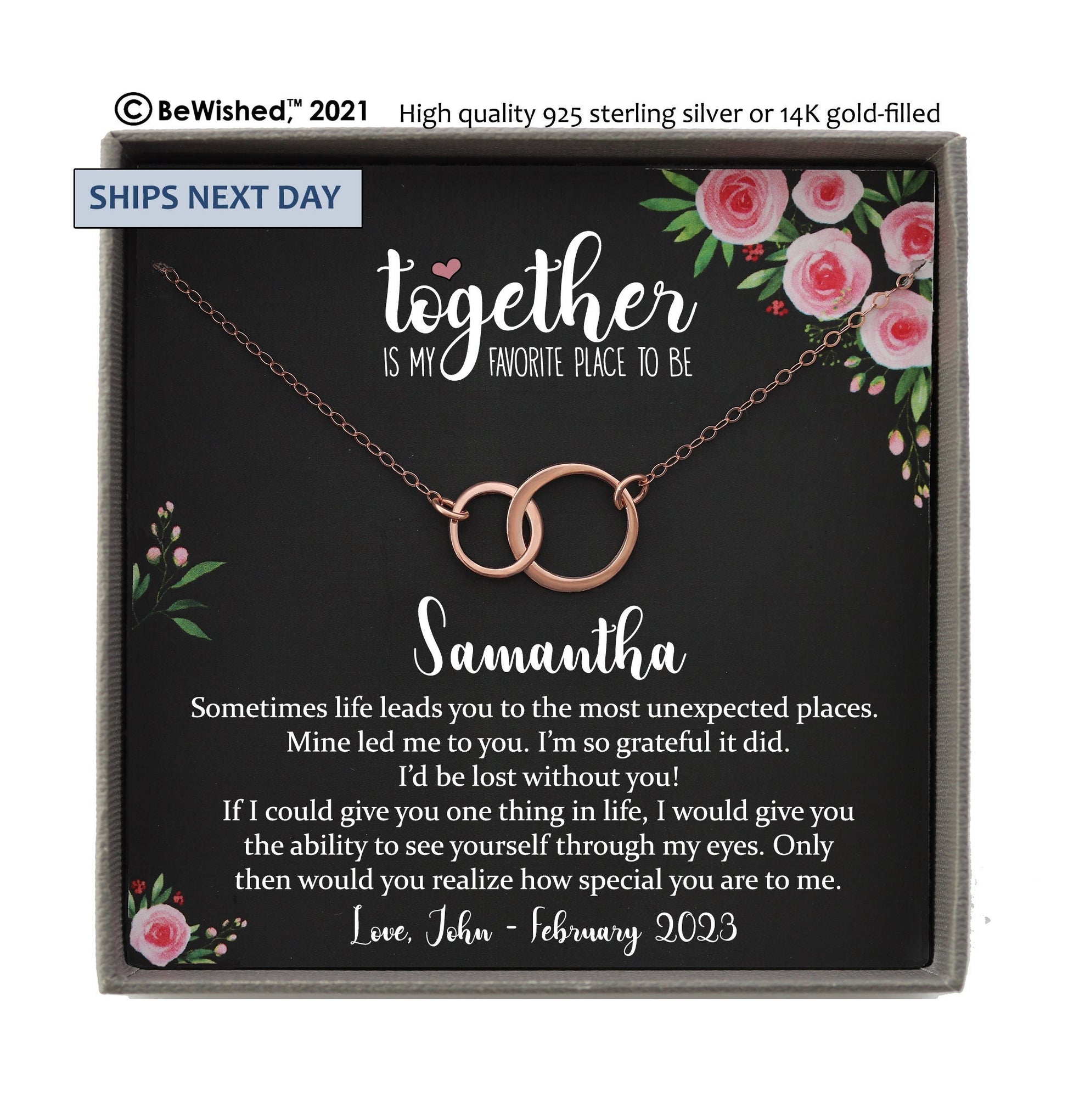 Personalized Wife Gift, Girlfriend Gift, BFF Gift, Best Friend Necklace Gift for Valentines Day Anniversary Birthday Romantic Gifts for her