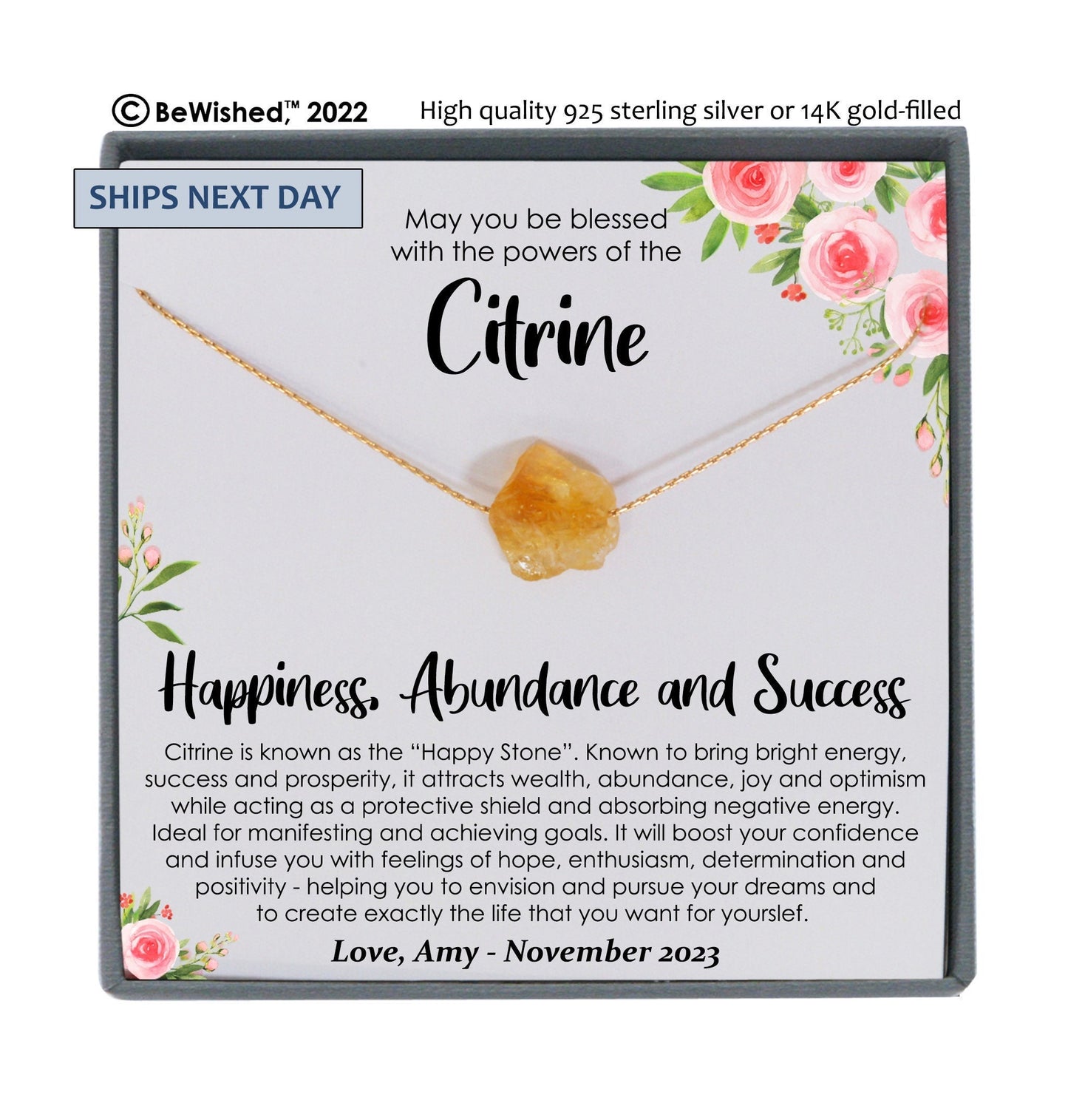 Raw Citrine Necklace, Citrine Pendant Necklace, Natural Citrine Necklace, Real Citrine Birthstone Necklace Genuine Citrine November Birthday