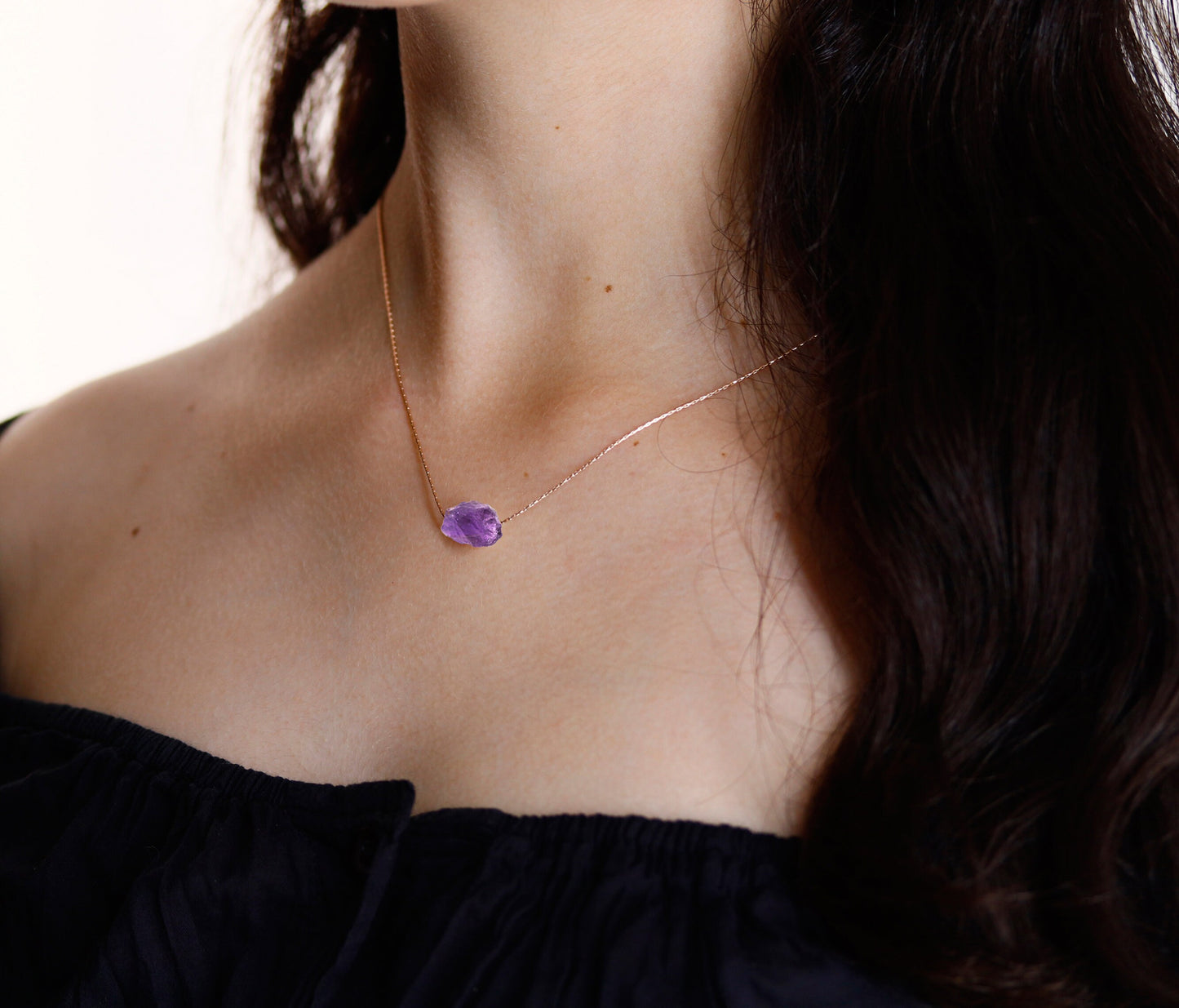 February Birthstone Necklace, Raw Amethyst Necklace, February Birthday Gifts, Dainty Necklaces for Women, Personalized Gifts