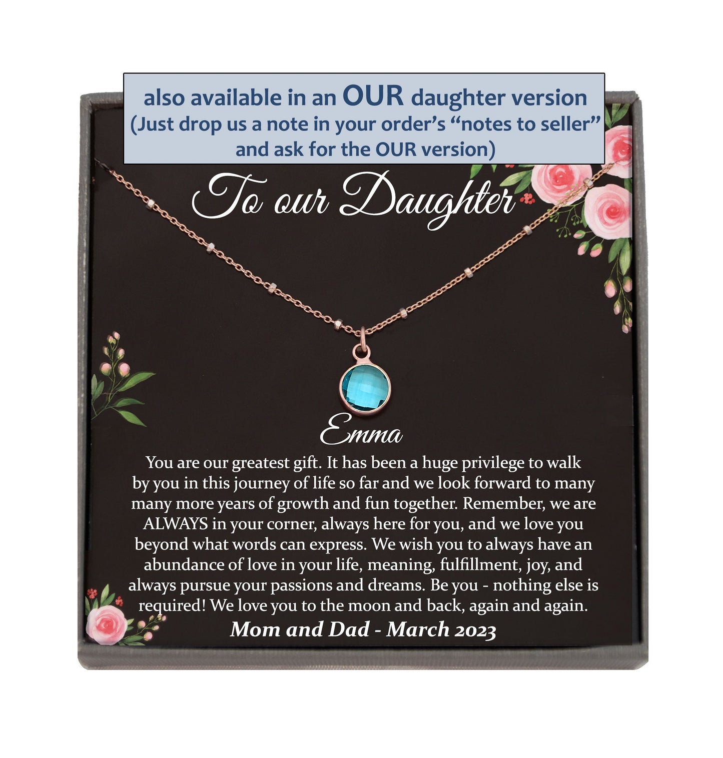 Daughter Gift from Mom to Daughter Necklace for Daughter Gift for Daughter from Dad Daughter Gift from Parents to Daughter Birthday Gift