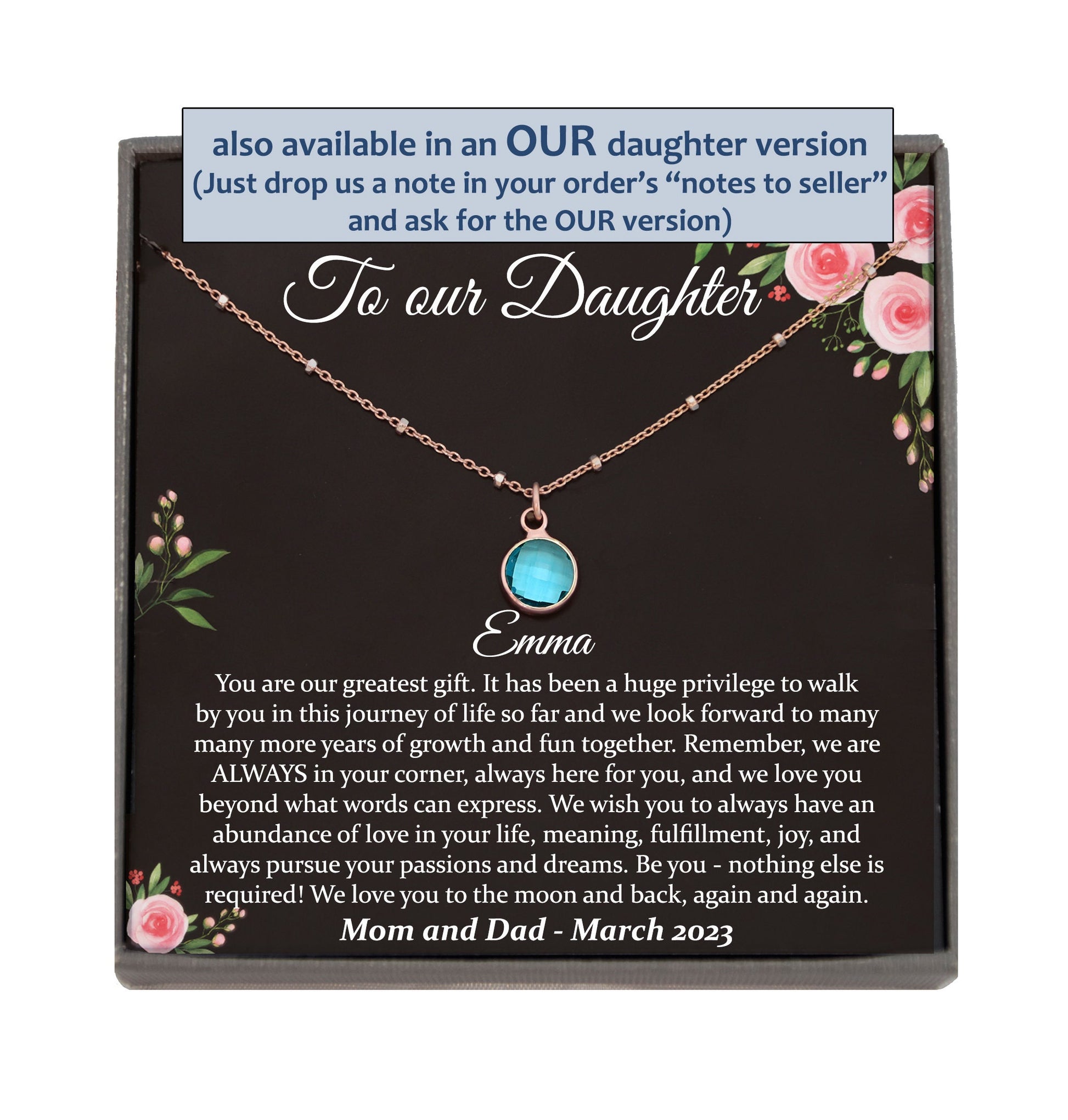 Daughter Gift from Mom to Daughter Necklace for Daughter Gift for Daughter from Dad Daughter Gift from Parents to Daughter Birthday Gift