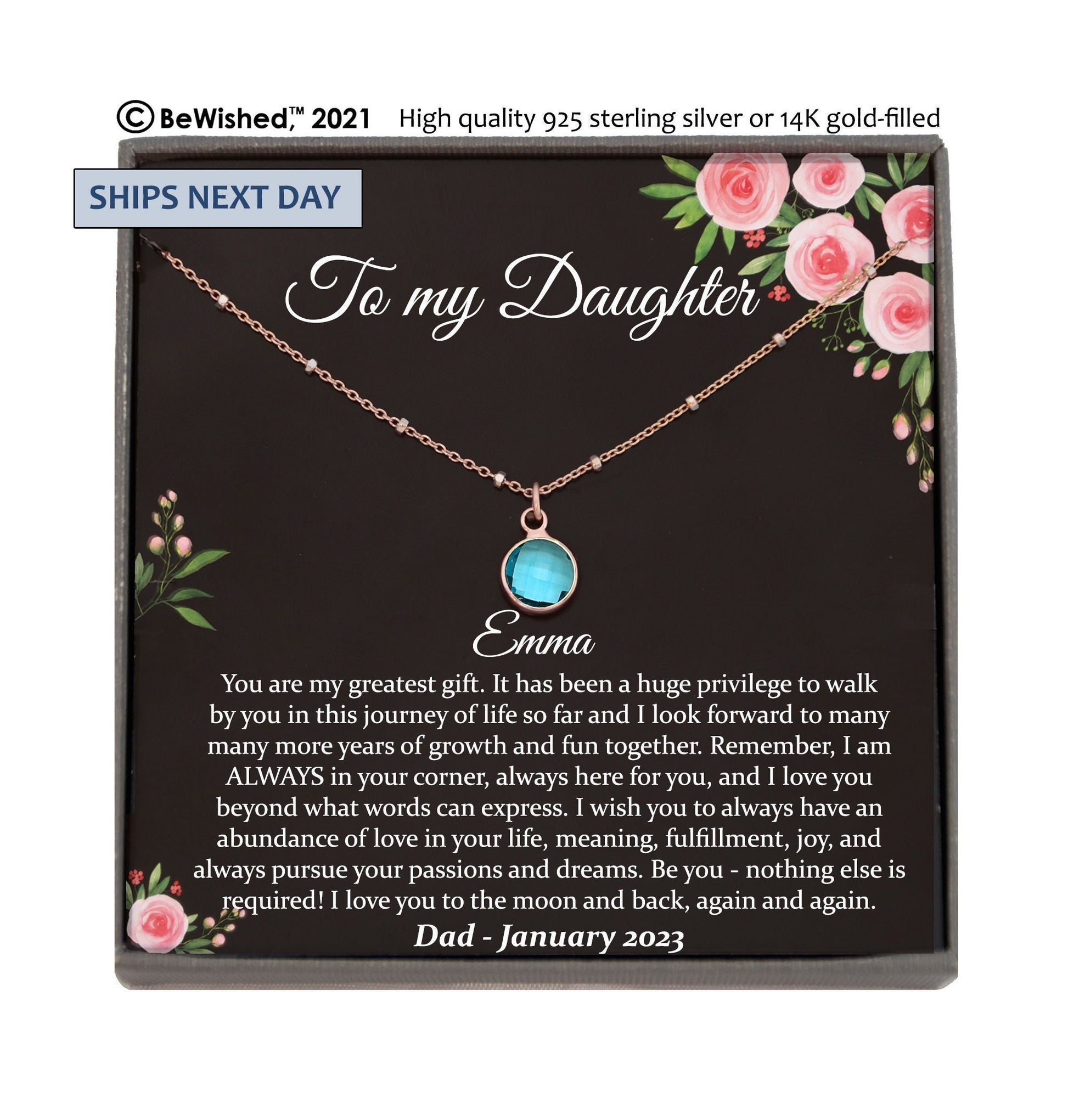 Daughter Gift from Mom to Daughter Necklace for Daughter Gift for Daughter from Dad Daughter Gift from Parents to Daughter Birthday Gift